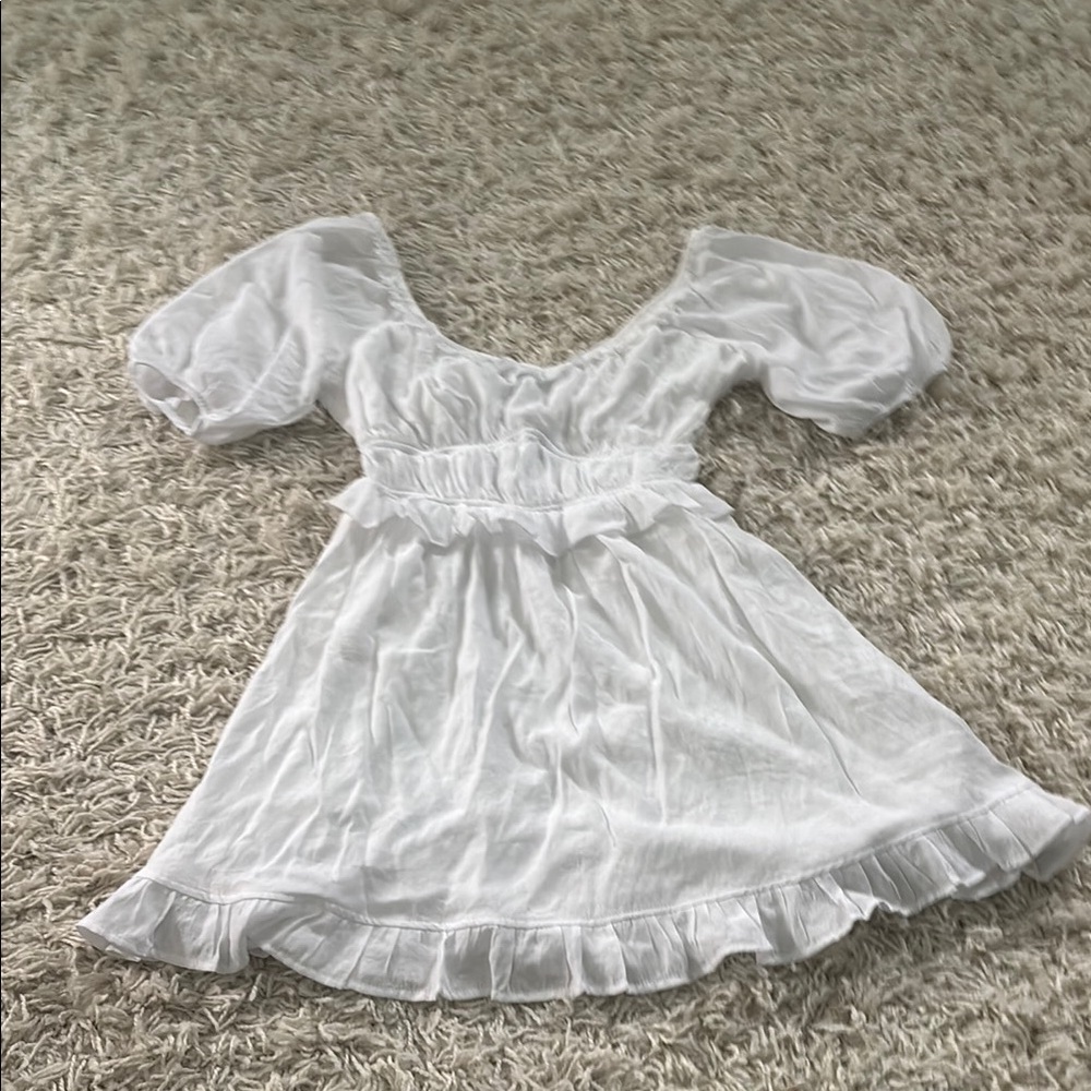 Trixxi Cream Puff Sleeve Sundress with Ruffled Hem